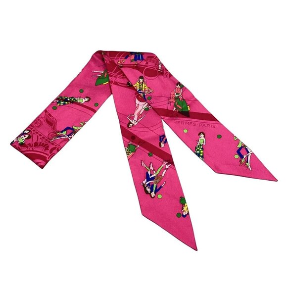 Auth HERMES Twilly - Pink Multi Scarf - Picture 1 of 4